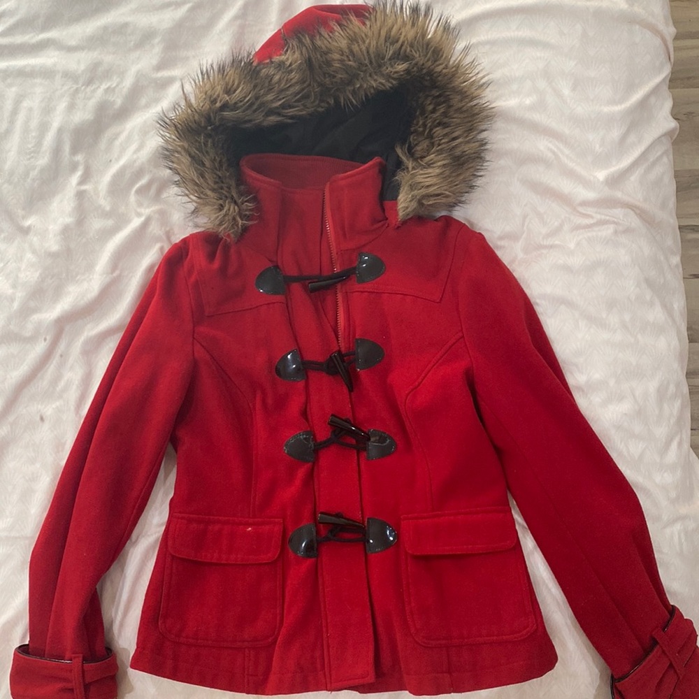 Red coat w cute Black Buttons